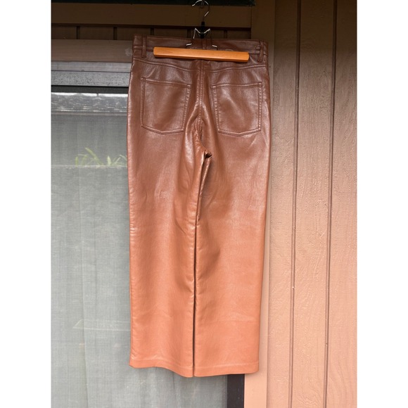 NWOT Wilfred Melina High Waisted Straight Leg Camel Vegan Leather Pants - 66 - Picture 2 of 6